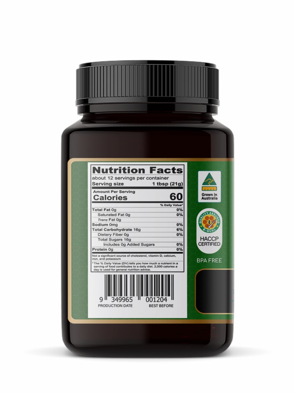 Reference back packaging for Bush Gold Australian Manuka Honey